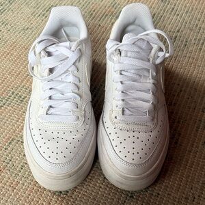 Nike Court Vision / Court Legacy Lift • All White Leather Sneakers size 8